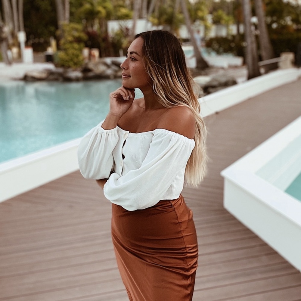 White Off The Shoulder Crop